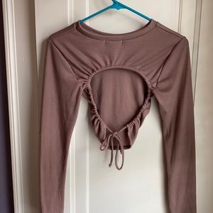 Mauve longsleeve backless crop top from forever 21